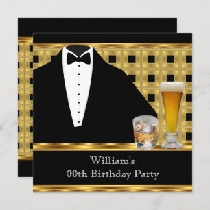 Birthday Party Beer Scotch Tuxedo Gold Black 2 Kaart