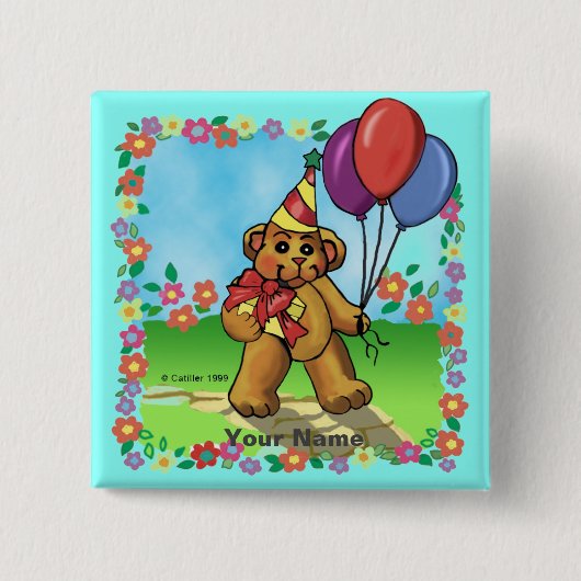 Birthday Party Beer Vierkante Button 5,1 Cm (Voorkant)
