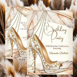 Birthday Party Beige Cream Gold Heel Stiletto Shoe Kaart