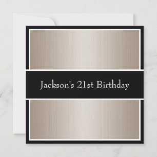 Birthday Party Beige Fine Stripes Black & White Kaart