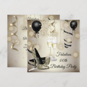 Birthday party beige Gold high Heels champagne Kaart (Voorkant / Achterkant)