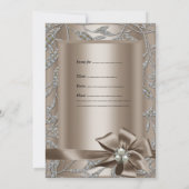 Birthday Party Beige Silver Pearl Damask 2 Kaart (Achterkant)
