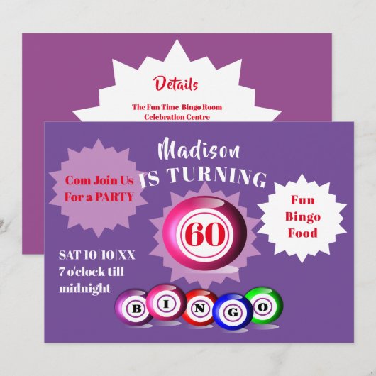 Birthday Party Bingo Theme Fun Kaart (Voorkant / Achterkant)