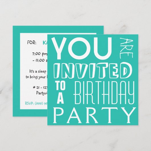 Birthday Party (Birthday Party) Kaart (Voorkant / Achterkant)