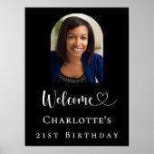 Birthday party black arch photo welcome poster (Voorkant)