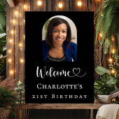 Birthday party black arch photo welcome poster