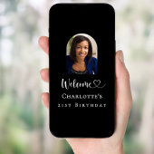 Birthday party black arch photo welcome poster