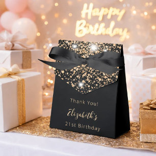 Birthday Party Black glitter Gold bedankt Bedankdoosjes
