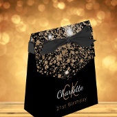 Birthday Party black glitter gold monogram Bedankdoosjes