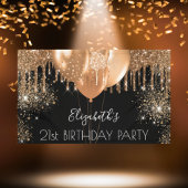 Birthday party black gold glitter name welkom spandoek