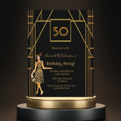 Birthday Party black gold in stijl uitnodiging 192