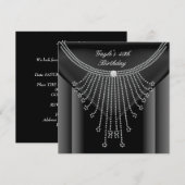 Birthday Party Black Ketting Jewel Diamond Kaart (Voorkant / Achterkant)