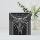 Birthday Party Black Ketting Jewel Diamond Kaart (Staand voorkant)