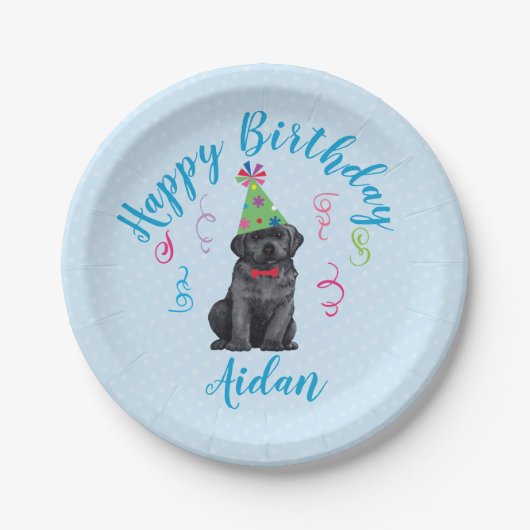Birthday Party Black Lab Papieren Bordje (Voorkant)