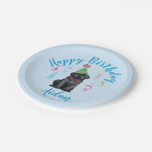 Birthday Party Black Lab Papieren Bordje (Gekanteld)