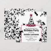 Birthday Party - Black Paint Splatter Party Pet Kaart (Voorkant / Achterkant)
