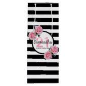 Birthday party black strees roze florals name wijn cadeautas (Voorkant)