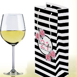 Birthday party black strees roze florals name wijn cadeautas