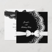 Birthday Party Black White Diamond Afbeelding Kaart (Voorkant / Achterkant)