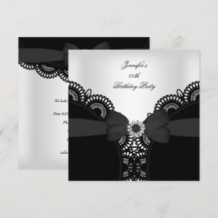 Birthday Party Black White Lace Diamond Top Kaart