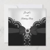 Birthday Party Black White Lace Diamond Top Kaart (Voorkant)