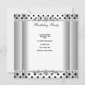 Birthday Party Black White Pearl Polka Dot Kaart (Achterkant)