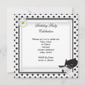 Birthday Party Black White Polka Dot Daisy Kaart (Achterkant)