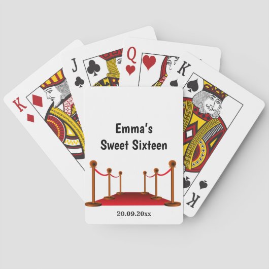 Birthday Party Black White Red Carpet Name Pokerkaarten (Achterkant)