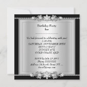 Birthday Party Black White Silver Jewel Afbeelding Kaart (Achterkant)