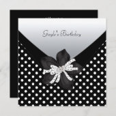 Birthday Party Black White Spot Kaart (Voorkant / Achterkant)