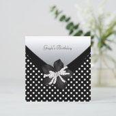 Birthday Party Black White Spot Kaart (Staand voorkant)