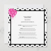 Birthday Party Black & White Spots roze ballonnen Kaart (Achterkant)