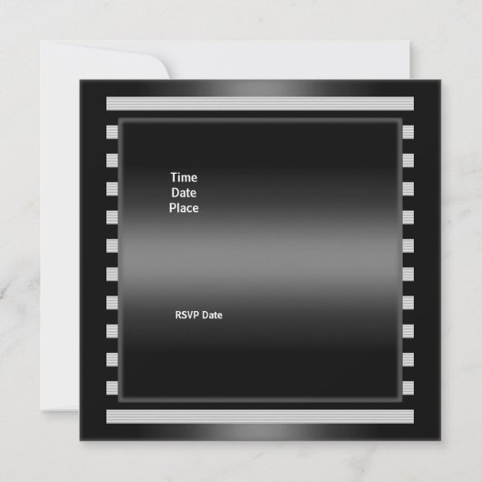 Birthday Party Black White stripe Bow Kaart (Achterkant)