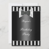 Birthday Party Black White stripe Bow stropdas Kaart (Voorkant)