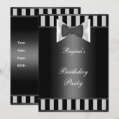 Birthday Party Black White stripe Bow stropdas Kaart (Voorkant / Achterkant)
