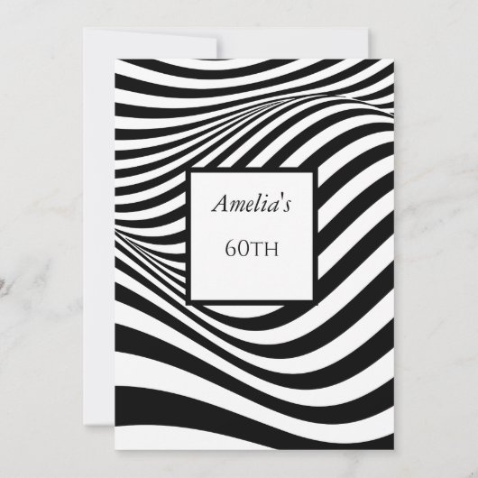 Birthday Party Black White Wave Kaart (Achterkant)