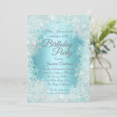 Birthday Party Blauwgroen blue Silver Winter Wonde Kaart (Staand voorkant)