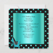 Birthday Party Blauwgroen Blue Turquoise Black 2 Kaart (Achterkant)