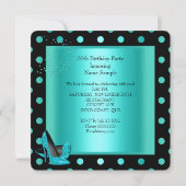Birthday Party Blauwgroen Blue Turquoise Black Kaart (Achterkant)