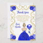 Birthday Party Blonde Princess in Blue Bedankkaart (Voorkant)