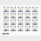 Birthday Party Blonde Princess in Navy Blue Vierkante Sticker (Vel)