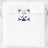 Birthday Party Blonde Princess in Navy Blue Vierkante Sticker (Tas)