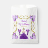 Birthday Party Blonde Princess in Purple Bedankzakje (Voorkant)