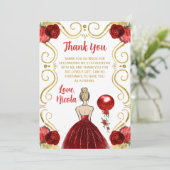 Birthday Party Blonde Princess in Red Bedankkaart (Staand voorkant)