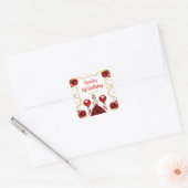 Birthday Party Blonde Princess in Red Vierkante Sticker (Envelop)