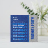 Birthday Party Blue en Silver Recycled: geen jaar Kaart (Staand voorkant)
