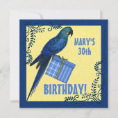 Birthday Party Blue en Yellow Macaw Parrot Kaart (Voorkant)