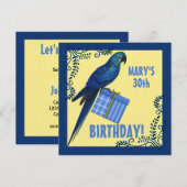 Birthday Party Blue en Yellow Macaw Parrot Kaart (Voorkant / Achterkant)