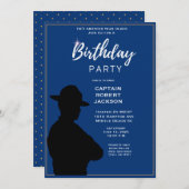 Birthday Party Blue Gold Highway Patrol Kaart (Voorkant / Achterkant)