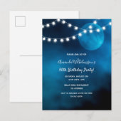 Birthday party blue maanlicht briefkaart (Voorkant / Achterkant)